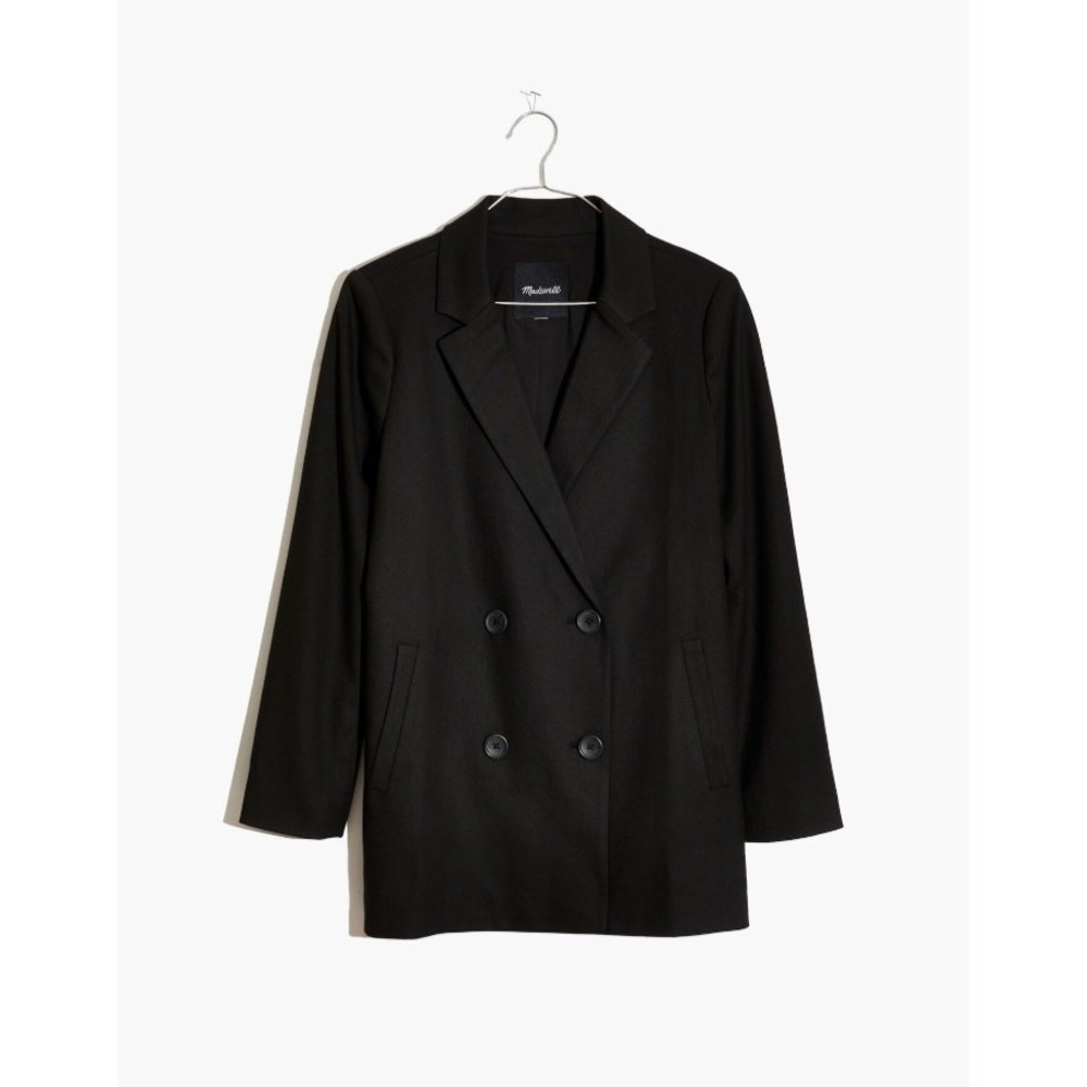 Madewell Caldwell Oversized Blazer Size Small Black Double Breasted Menswear Top